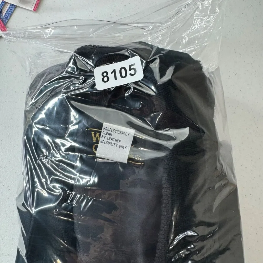 White Oak Mens Large Black Leather Knit Bomber Jacket 80s 90s‎ Grandpa Sweater